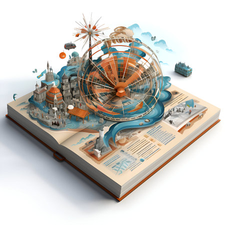 Open book with a globe on a white background. 3d renderの素材