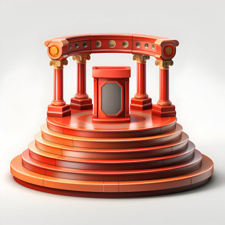 Podium for awards ceremony on a white background. 3d renderの素材