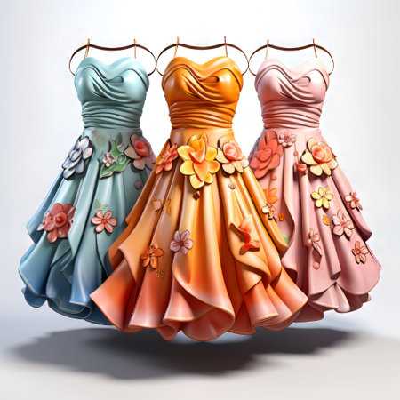 Wedding dresses on a white background. 3D rendering.の素材