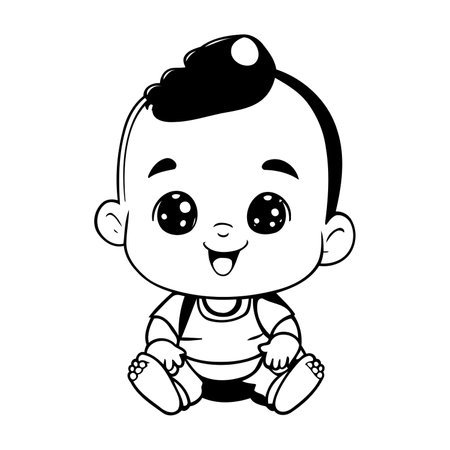 cute little baby boy character vector illustration designicon vector illustration designのイラスト素材