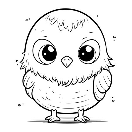 Black and White Cartoon Illustration of Cute Baby Bird Character for Coloring Bookのイラスト素材