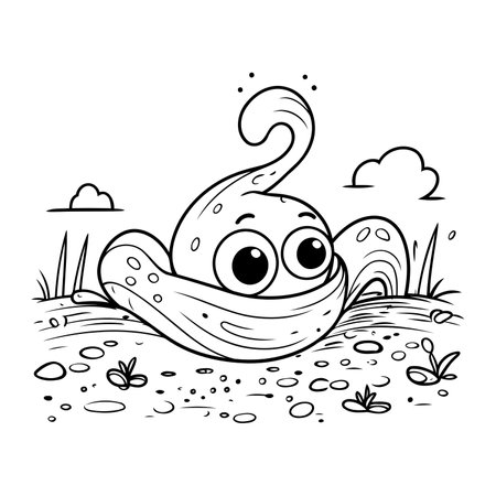 cute octopus in the field.のイラスト素材