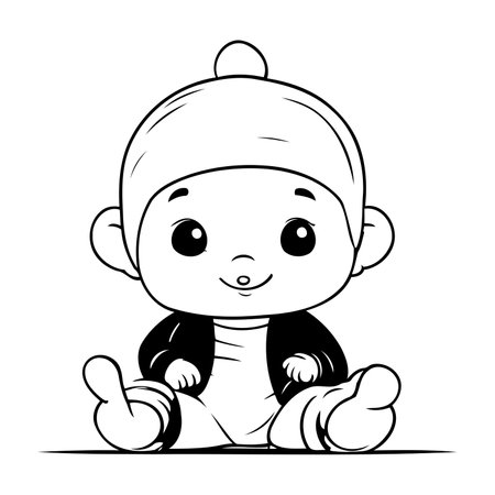 Cute Baby Boy Cartoon Mascot Character Vector Illustration.のイラスト素材