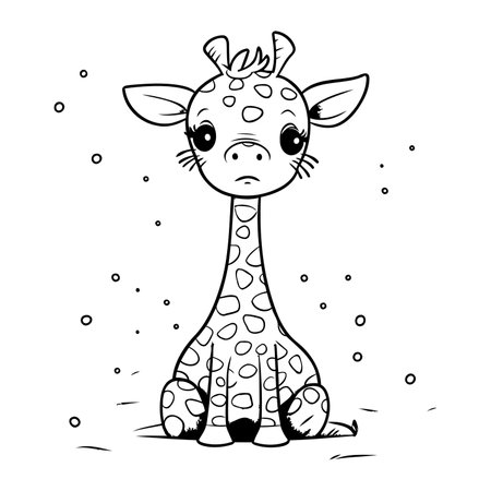 Cute cartoon giraffe. Vector illustration. Coloring book for children.のイラスト素材