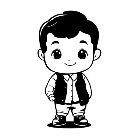 cute little boy with casual clothes. cartoon vector illustration graphic designのイラスト素材