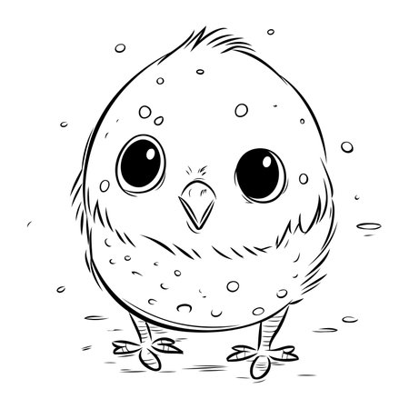 Illustration of a Cute Baby Bird Cartoon Character for Coloring Bookのイラスト素材