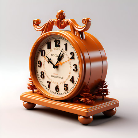3d rendering of an old fashioned alarm clock on a white backgroundの素材