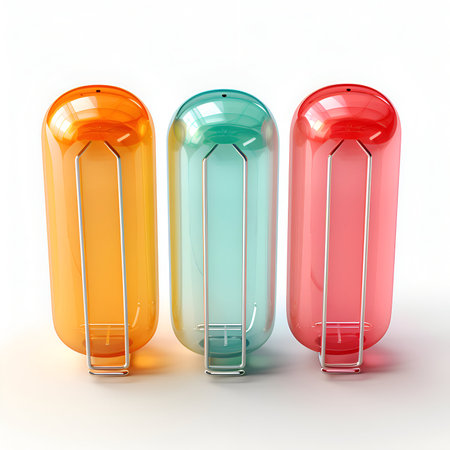 3d rendering of multicolored plastic lamp on a white backgroundの素材