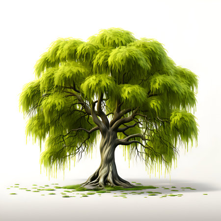 Big green tree isolated on a white background. 3d rendering.の素材