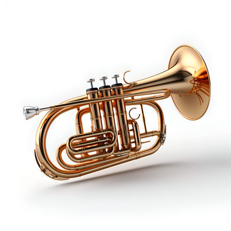 Trumpet isolated on a white background. 3d render image.の素材