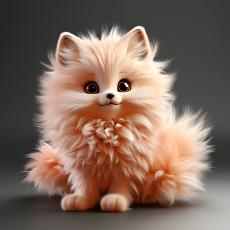 Pomeranian dog with funny facial expression. 3D rendering.の素材
