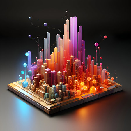 3d isometric city with skyscrapers. buildings and streetsの素材
