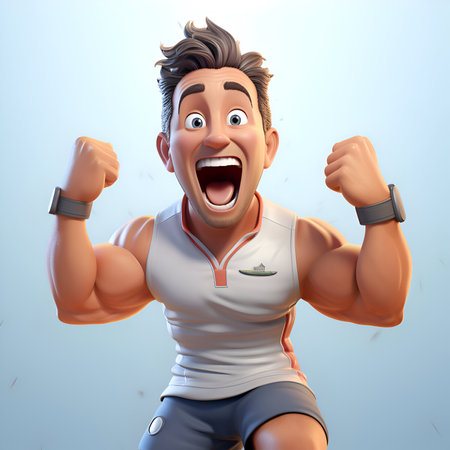 3D illustration of a young man with a sporty look and musclesの素材