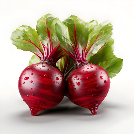 beetroot with leaves isolated on white background. 3d illustrationの素材