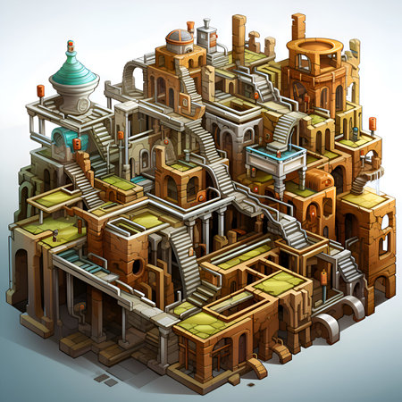 Illustration of an isometric building in the style of a fantasyの素材