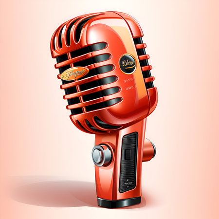 Retro microphone on the white background. Realistic vector illustration.の素材