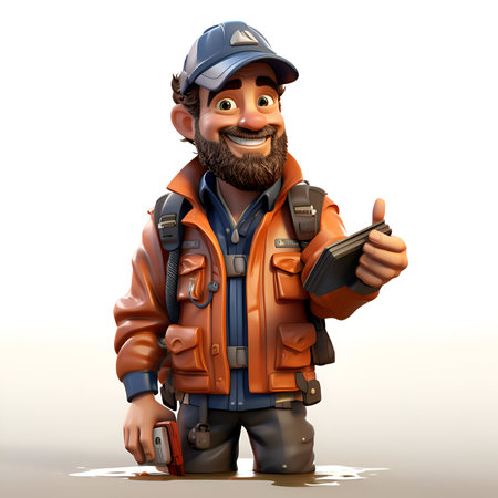 3D Render of a Plumber with a smile and thumbs upの素材