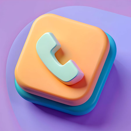 A vibrant. 3D rendered phone icon in a trendy. modern style. Perfect for app interfaces. websites. social media posts. and more.の素材