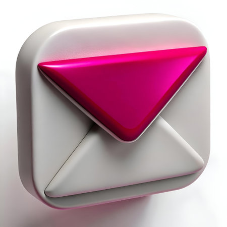 A 3D rendered icon of an envelope with a bold. pink flap. symbolizing communication. email. and digital correspondence. Ideal for web design. apps. or presentations needing a modern. clean look.の素材