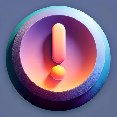 A vibrant and eye catching 3D exclamation mark icon. rendered in a futuristic. abstract style. ideal for digital interfaces. app design. or any project needing a pop of color and visual impact.の素材