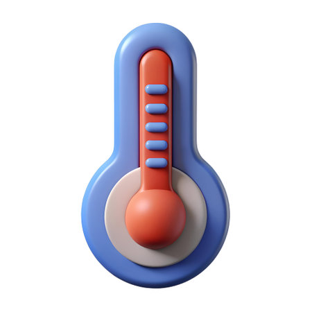 A colorful 3D illustration of a thermometer. perfect for representing temperature. weather. or health related concepts.の素材