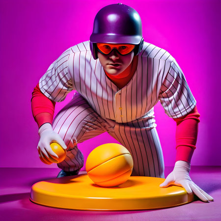3D icon of a baseball player stealing a base. A fun and playful design perfect for sports themed apps. websites. or presentations.の素材