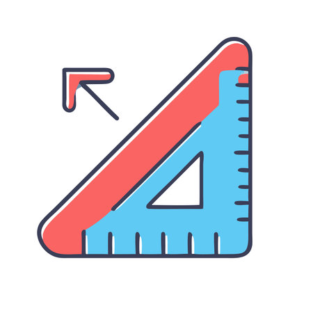 A colorful illustration of a protractor with an arrow pointing to the left. This icon represents the concept of measuring angles and is perfect for educational and design related projects.のイラスト素材