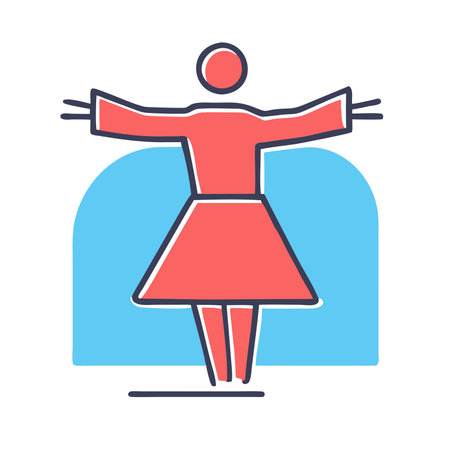 A minimalist line art illustration of a person with outstretched arms. This vector icon is perfect for websites and presentations on topics like community. togetherness. and welcoming.のイラスト素材