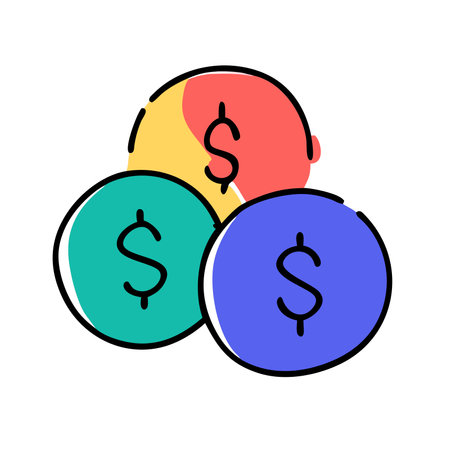 Colorful and playful illustration of three dollar signs. perfect for finance. business. and money related projects.のイラスト素材