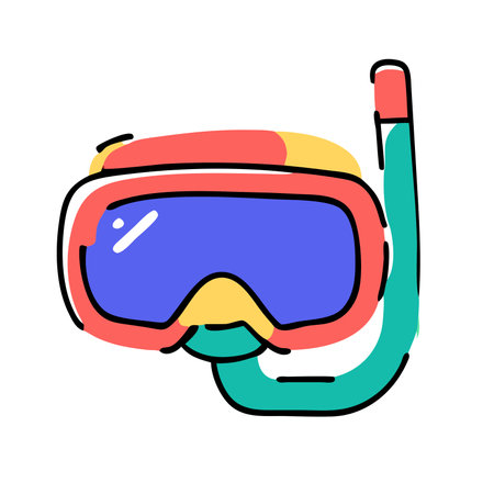 A colorful and playful illustration of a diving mask and snorkel. perfect for adding a touch of summer fun to your designs.のイラスト素材