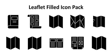 10 scalable Solid Filled-style icons based on the Leaflet theme. Perfect for clean and professional design work.のイラスト素材