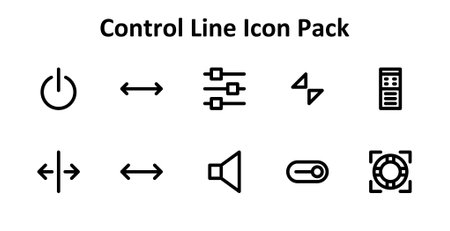 A pack of 10 Bold Outline-style icons themed around Control. Suitable for websites, apps, and digital projects.のイラスト素材