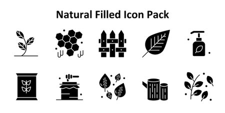 Collection of 10 icons in Solid Filled style based on the Natural theme. Ideal for digital and creative uses.のイラスト素材