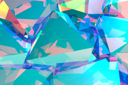 3d render illustration of abstract multi-clored glass geometrical shapes texture background.