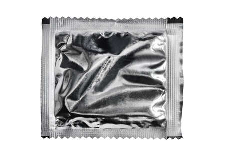 Isolated photo of foil stick package on white background.の写真素材