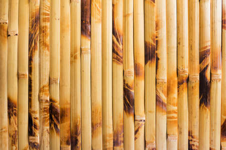 Vertical photo texture pattern of wooden colored japanese bamboo mat.の写真素材