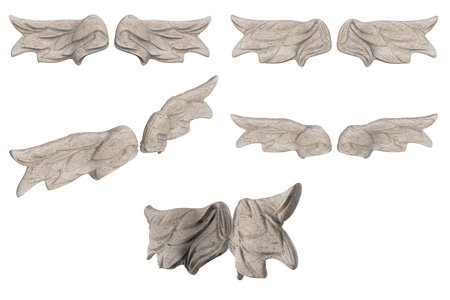 Isolated 3d render illustration of stone statue baby angel wings, in various angles.の写真素材
