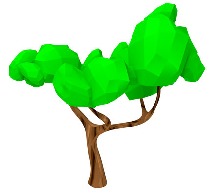 Isolated 3d render illustration of isometric game lowpoly style tree.の写真素材