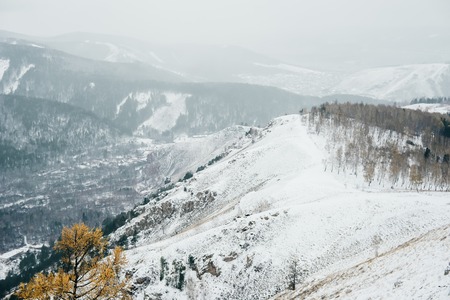Winter landscape with snow in national park In Russia, Siberiaの写真素材