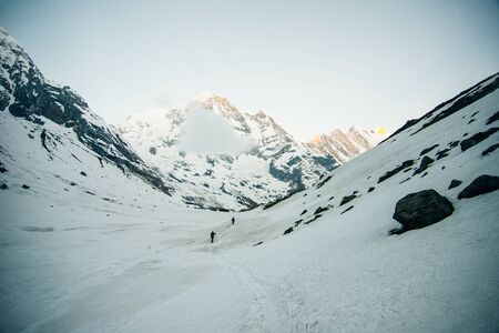 Annapurna South Face at sunrise. Annapurna South Face at sunrise Annapurna base camp.