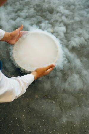 Steam of Nitrogen Created from Liquid Nitrogen Exposed to Temperaturesの写真素材