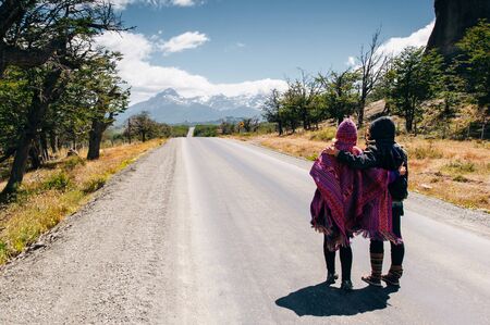 tourists on the roadの写真素材