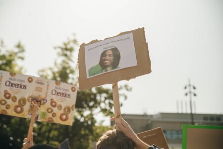Striking people at rallies on environmental occasion global warming
