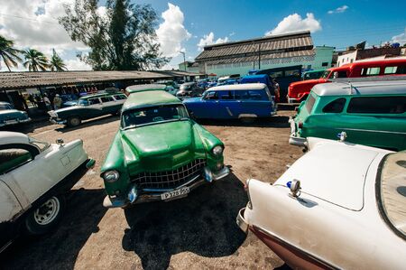 Cuba, Havana - april, 2017 Retro car as taxi for tourists.のeditorial素材