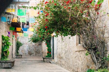 Morelia, Mexico - june 2019 Callejon del Romance Alley fountain.のeditorial素材