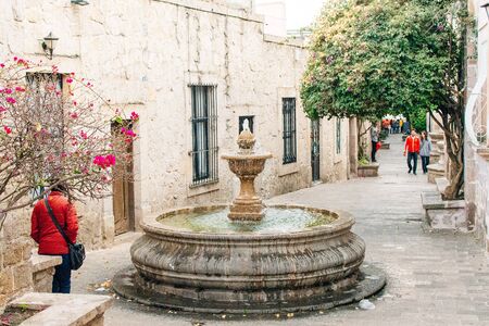 Morelia, Mexico - june 2019 Callejon del Romance Alley fountain.のeditorial素材