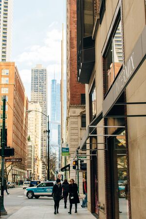 CHICAGO, USA - september, 2018 down town street with people.