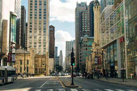 CHICAGO, USA - september, 2018 down town street devoid of people.のeditorial素材