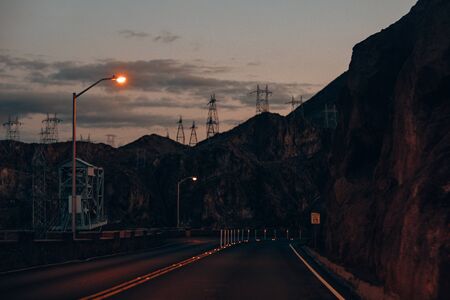 Night view of the famous Hoover Dam at Nevada.