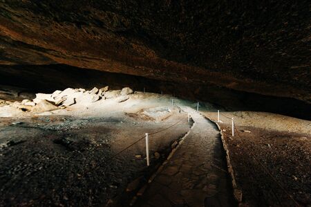 Milodon cave in Torres del Paine national park, Chile.の写真素材